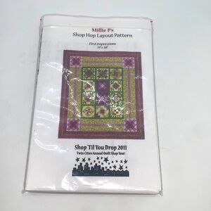 Millie P’s Shop Hop Layout Quilt Patterns “First Impressions” Approx. 59”x 68”